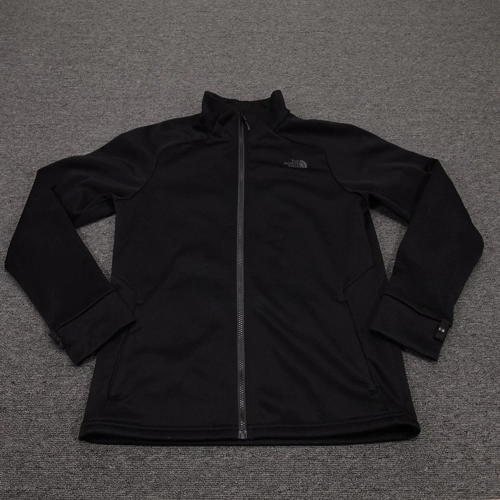 The North Face Jacket Mens Small Black Softshell Full Zip Pockets Windbreaker